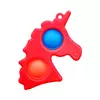 Simple Dimple Антистресс Игрушка Симпл Димпл - (Pop It - Поп Ит - Попит - Popit) - Красный Единорог с карабином - 2 пупырки