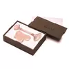 Роликовый Массажёр + Скребок ГуаШа Сердце - Розовый Кварц + Подарочная коробка из дерева - Графитовая