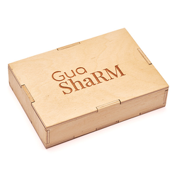 Скребок ГуаШа Сердце - Белый нефрит + Подарочная коробка из дерева - Лакированная