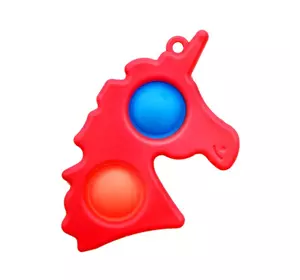 Simple Dimple Антистресс Игрушка Симпл Димпл - (Pop It - Поп Ит - Попит - Popit) - Красный Единорог с карабином - 2 пупырки