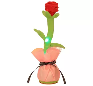 Говорящий танцующий Цветок Роза 35 см, поющий, повторюшка- USB Зарядка Красный