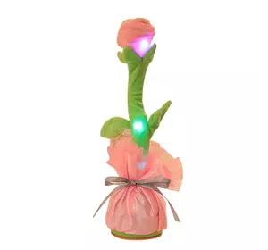 Говорящий танцующий Цветок Роза 35 см, поющий, повторюшка- USB Зарядка Розовый
